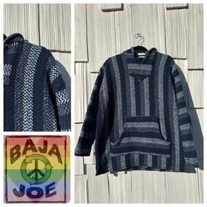 Baja‎ Joe Blue Plaid Jerga Mexican Hoodie XXL